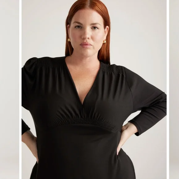 Tencel Jersey V-Neck Long Sleeve Midi Dress - Picture 5 of 7